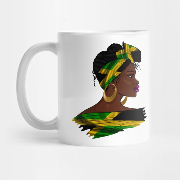 Jamaica - Proud Jamaican Woman Afro Jamaica Flag Black History by johnnie2749